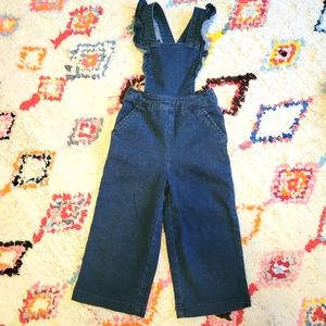 Hannah Anderson Ruffle Stretch dark denim overalls
